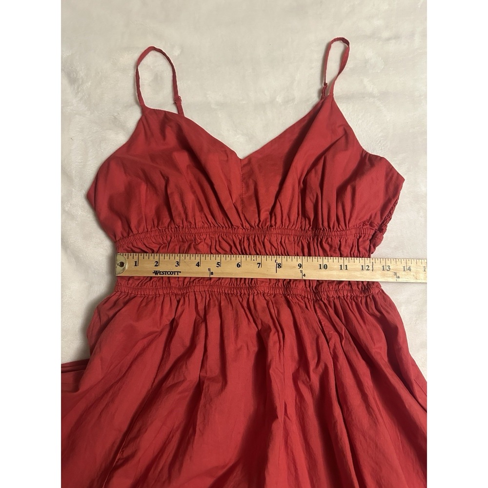 Dizzy Lizzy Red Cotton Tiered Smocked Waist Babydoll Midi Dress XL Boho - Picture 16 of 16